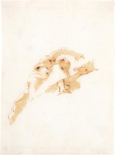 Giovanni Battista Tiepolo - A Figure Holding a Torch, Seen from Below
