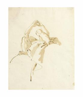 Giovanni Battista Tiepolo - A Figure Seen Di Sotto In Su, His Arms Raised Above His Head