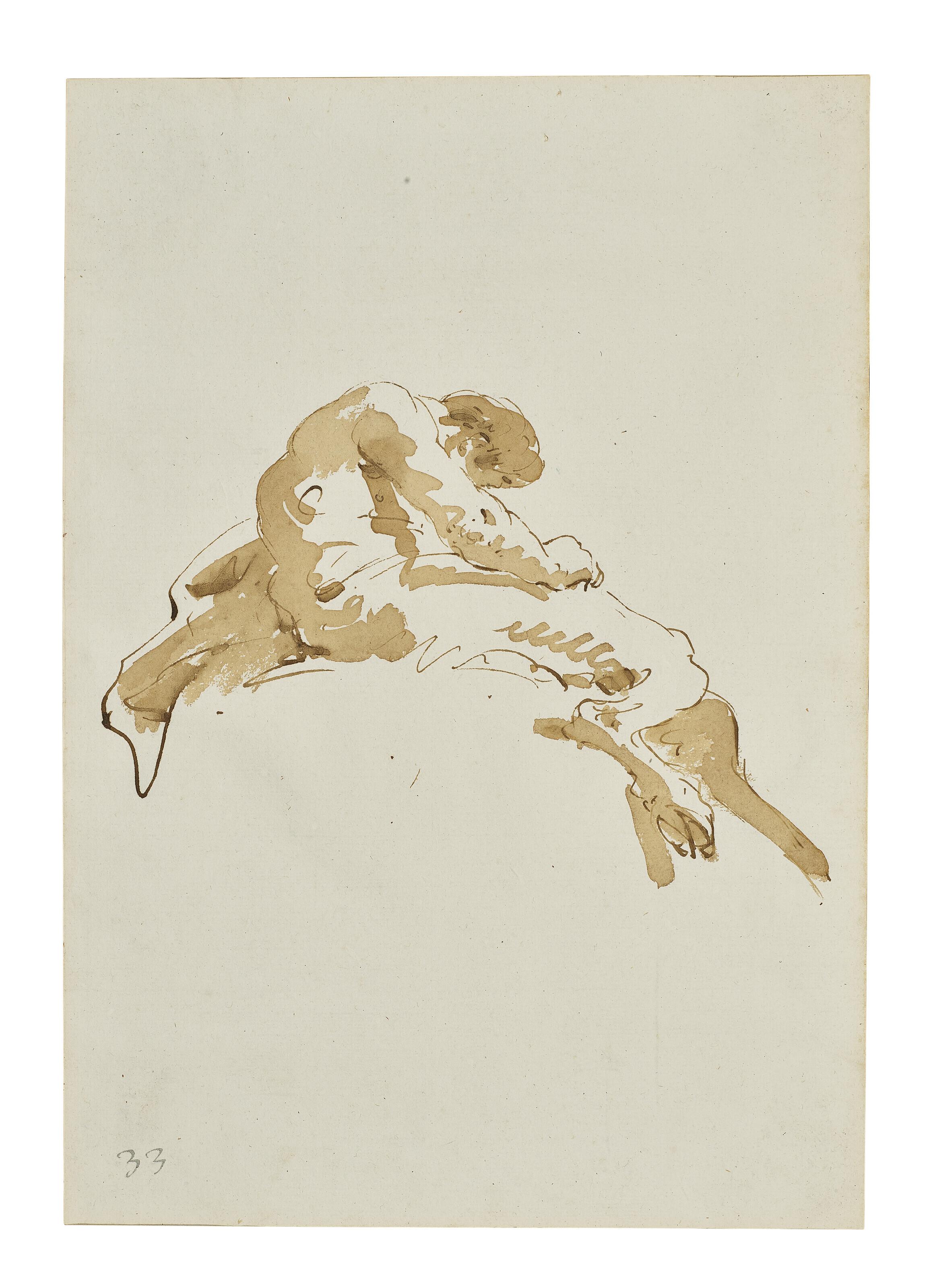 Giovanni Battista Tiepolo - A satyr seated on a cloud seen from below