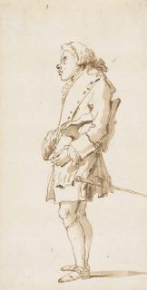 Giovanni Battista Tiepolo - Caricature d’un cavalier vu de profil tenant un chapeau tricorne