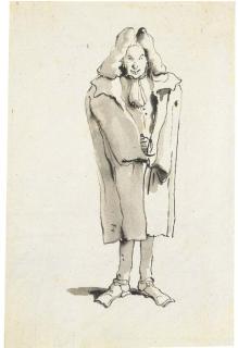 Giovanni Battista Tiepolo - Caricature of a man wearing an overcoat