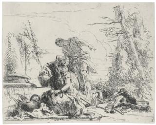 Giovanni Battista Tiepolo - Donna Con Le Braccia Incatenate E Quattro Figure (De Vesme 9; Rizzi 35)