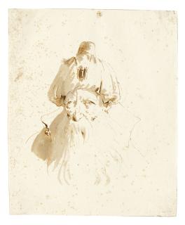 Giovanni Battista Tiepolo - Head of a bearded man wearing a turban
