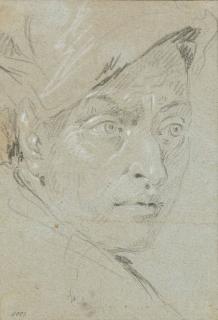 Giovanni Battista Tiepolo - Head of the artist, bust-length, in a cap, looking towards the right