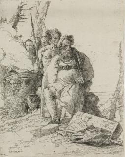 Giovanni Battista Tiepolo - Magician with Four Figures near a Smoking Altar (Rizzi 9)