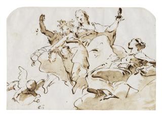 Giovanni Battista Tiepolo - Nobility, Liberality and another allegorical figure seated on clouds