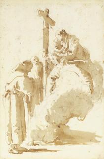 Giovanni Battista Tiepolo - Saint Antoine Et Un Abbé Adorant La Vierge À L\'Enfant