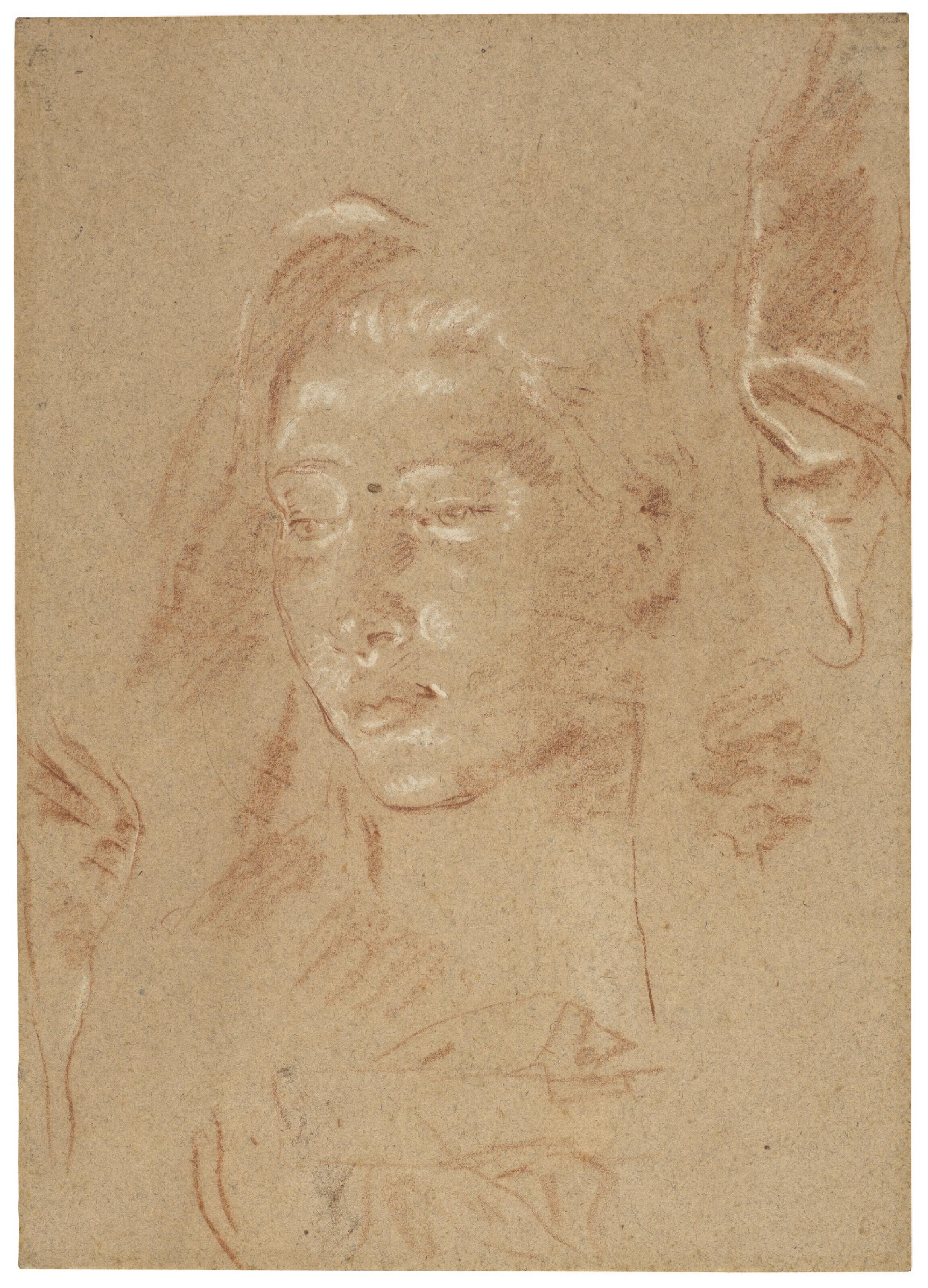 Giovanni Battista Tiepolo - Study of a female head and of drapery