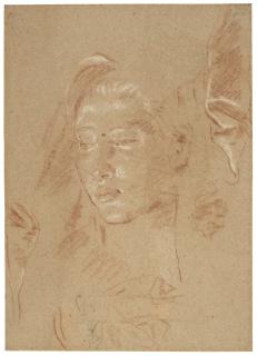 Giovanni Battista Tiepolo - Study of a female head and of drapery