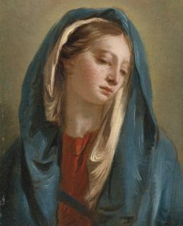 Giovanni Battista Tiepolo - The Madonna Facing Front And Wearing A Blue Cloak