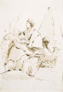 Giovanni Battista Tiepolo - The Rest On The Flight Into Egypt, With Angels And A Pyramid
