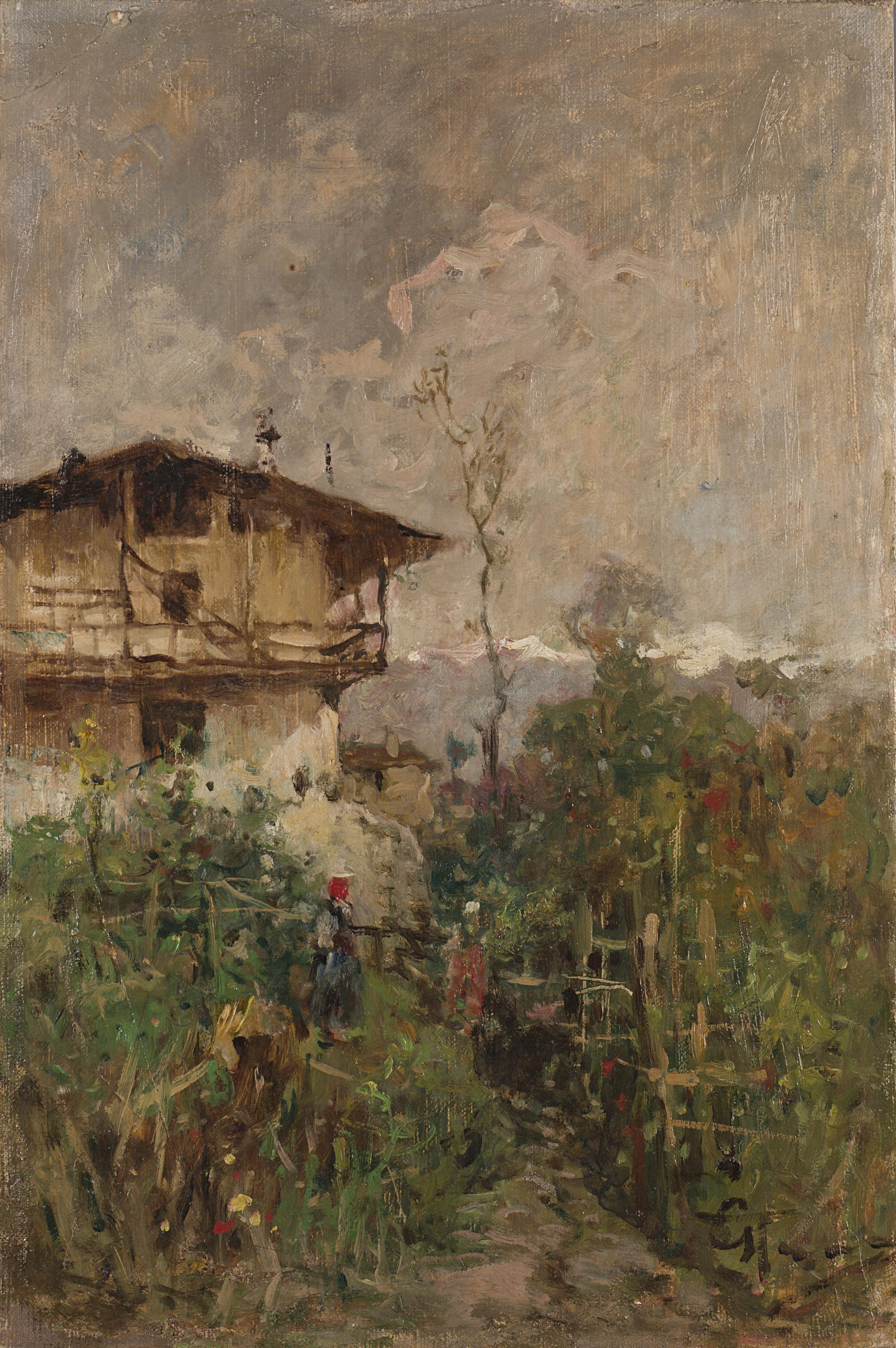 Giovanni Battista Todeschini - Scorcio con cascina e figure