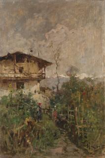 Giovanni Battista Todeschini - Scorcio con cascina e figure