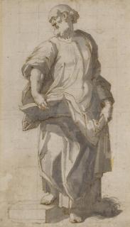 Giovanni Battista Trotti - Study of an Evangelist, standing with an open book supported on his right knee