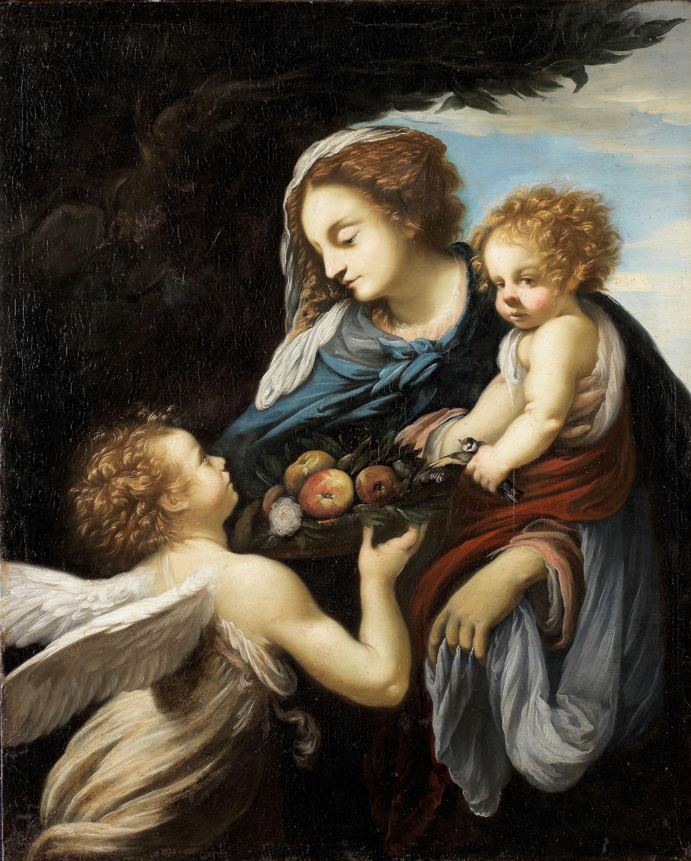 Giovanni Battista Vanni - The Madonna and Child with an angel unframed
