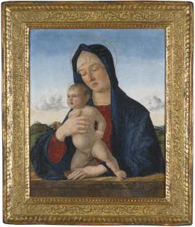 Giovanni Bellini - The Madonna And Child, Half-Length, Against A Parapet, With A Landscape Behind