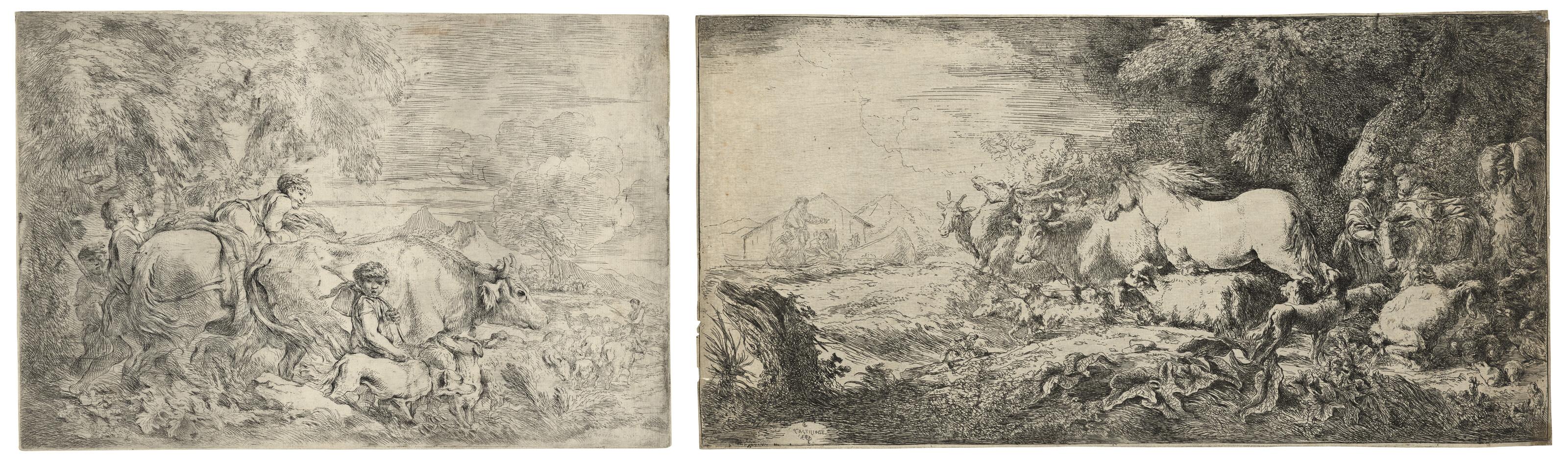 Giovanni Benedetto Castiglione - Two Etchings