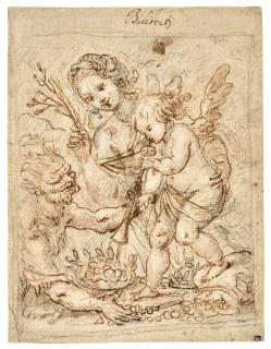 Giovanni Biliverti - A satyr, a woman and a winged putto