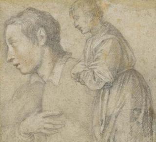 Giovanni Biliverti - Un homme agenouillé, avec une étude subsidiaire du buste