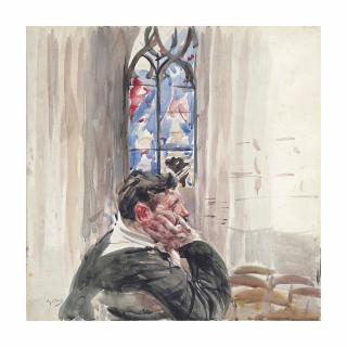 Giovanni Boldini - A man seated in a church
