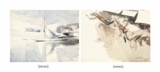 Giovanni Boldini - A Sailboat At Mooring (Verso); Horsedrawn Carriages Seen From Above (Recto)