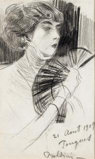 Giovanni Boldini - A woman with a fan