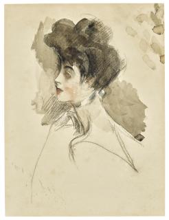 Giovanni Boldini - Head of a woman, looking to the left