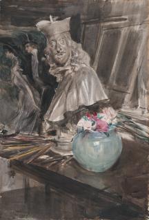 Giovanni Boldini - Italian a Corner Of The Artist\'S Studio With A Bust Of Leopoldo De Medici