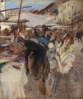 Giovanni Boldini - Mercato in Piazza delle Erbe a Verona
