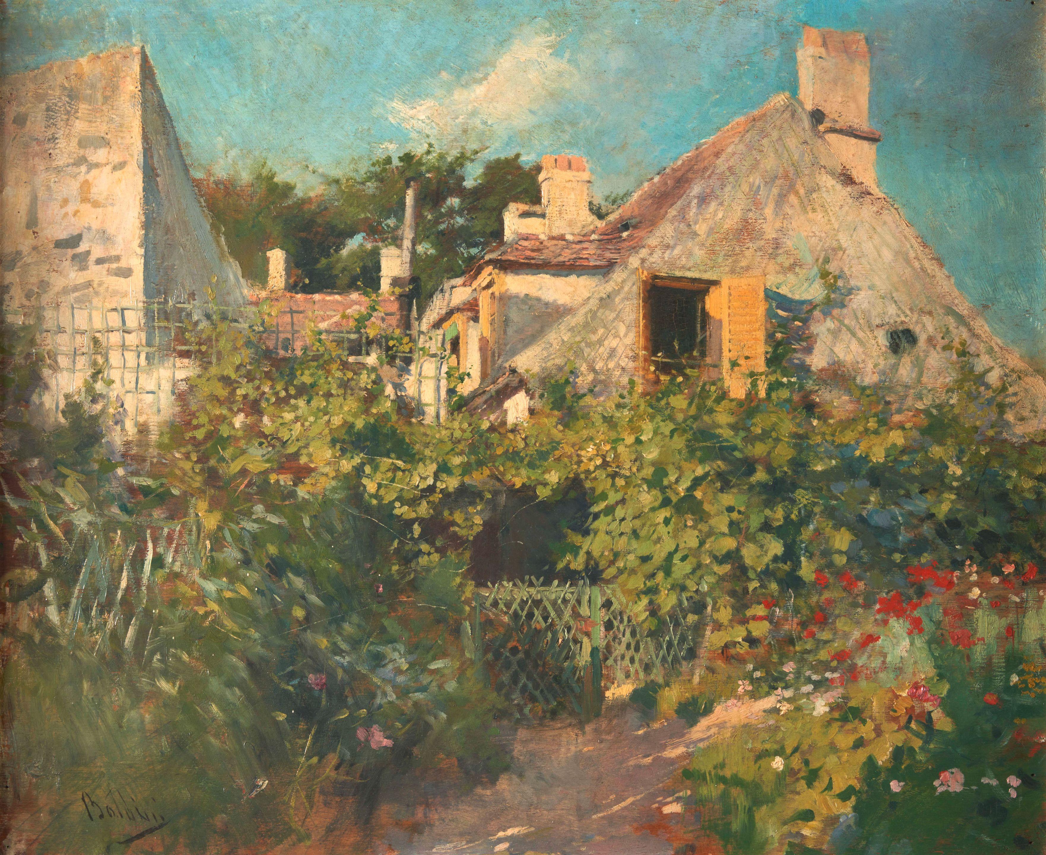 Giovanni Boldini - The Kitchen Garden framed 63.5 x 72.0 x 6.5 cm (25 x 28 1/4 x 2 1/2 in..