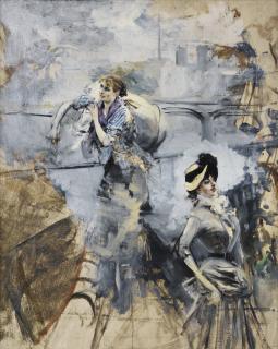Giovanni Boldini - Washerwoman And A Young Brunette By The Seine, Paris