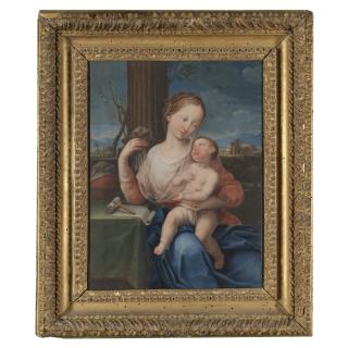 Giovanni Carnovali - The Madonna And Child Seated Before A Landscape