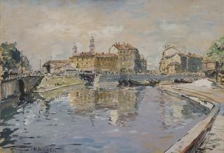 Giovanni Colombo da Busnago - Il Naviglio. Darsena