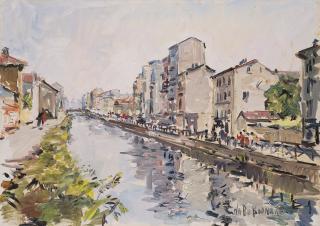 Giovanni Colombo da Busnago - Milano, scorcio con Naviglio