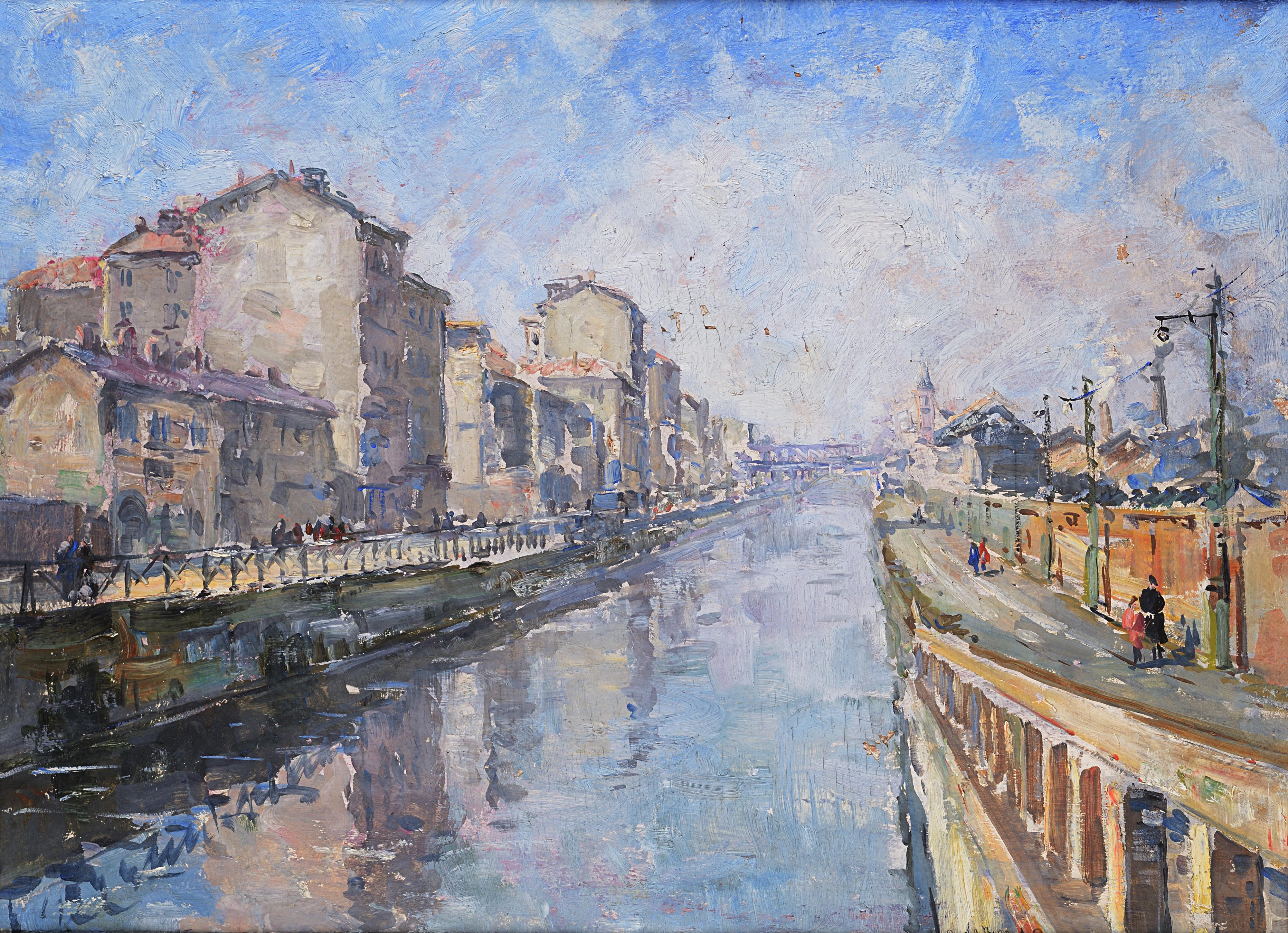 Giovanni Colombo da Busnago - Scorcio con Naviglio