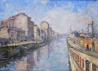 Giovanni Colombo da Busnago - Scorcio con Naviglio