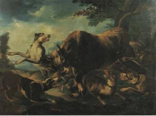 Giovanni Crivelli - Toro aggredito da cani