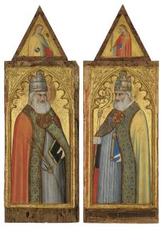 Giovanni Del Biondo - Two panels from a polyptych: Saint Peter, with Saint Ursula above; and Saint Gregory, with Saint Lucy above
