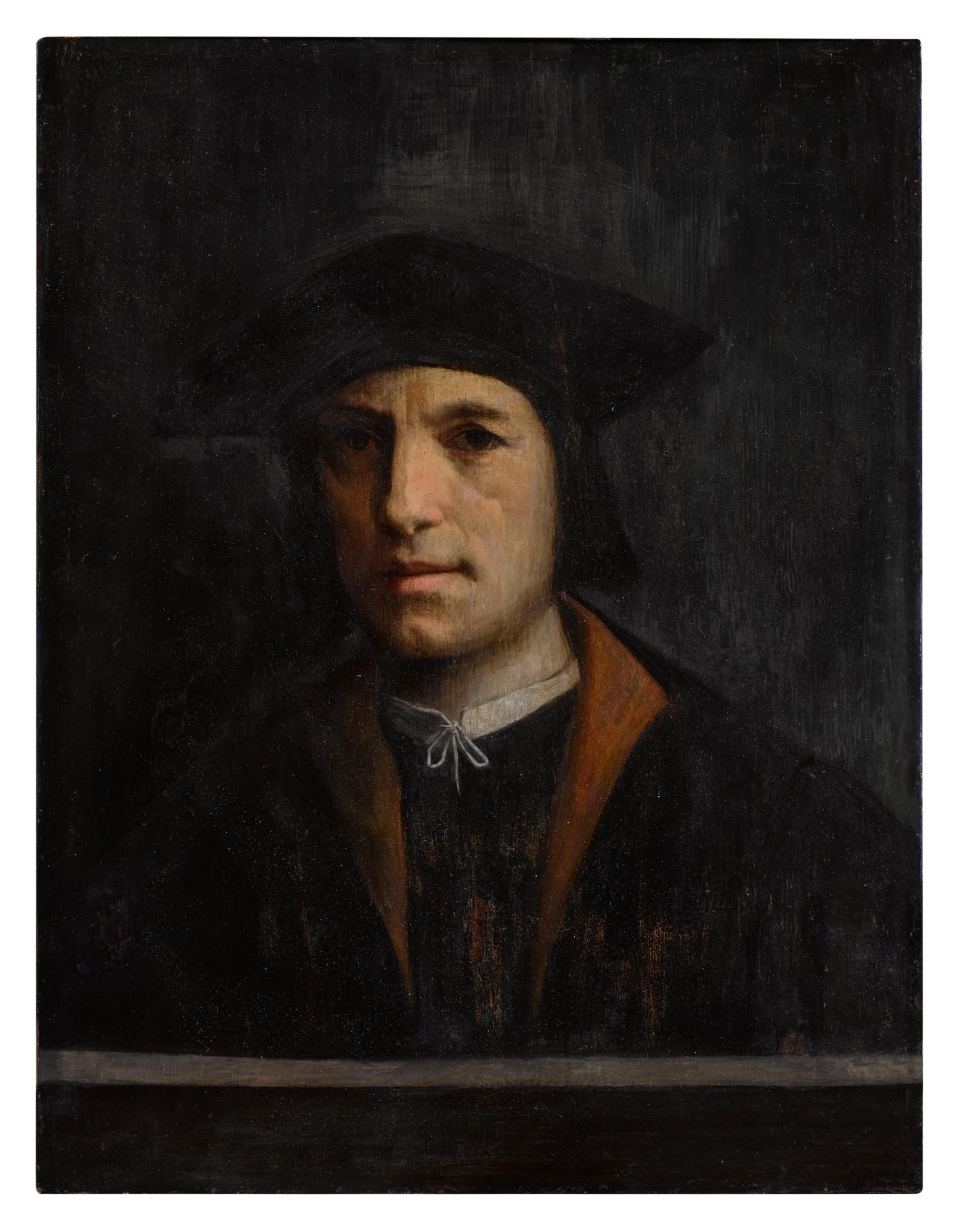 Giovanni di Niccolò de Lutero - Portait of a man in a black beretta