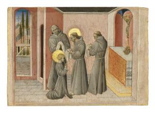 Giovanni Di Paolo - The Investiture of Saint Clare: the Saint receiving the clothes of her Order from Saint Francis