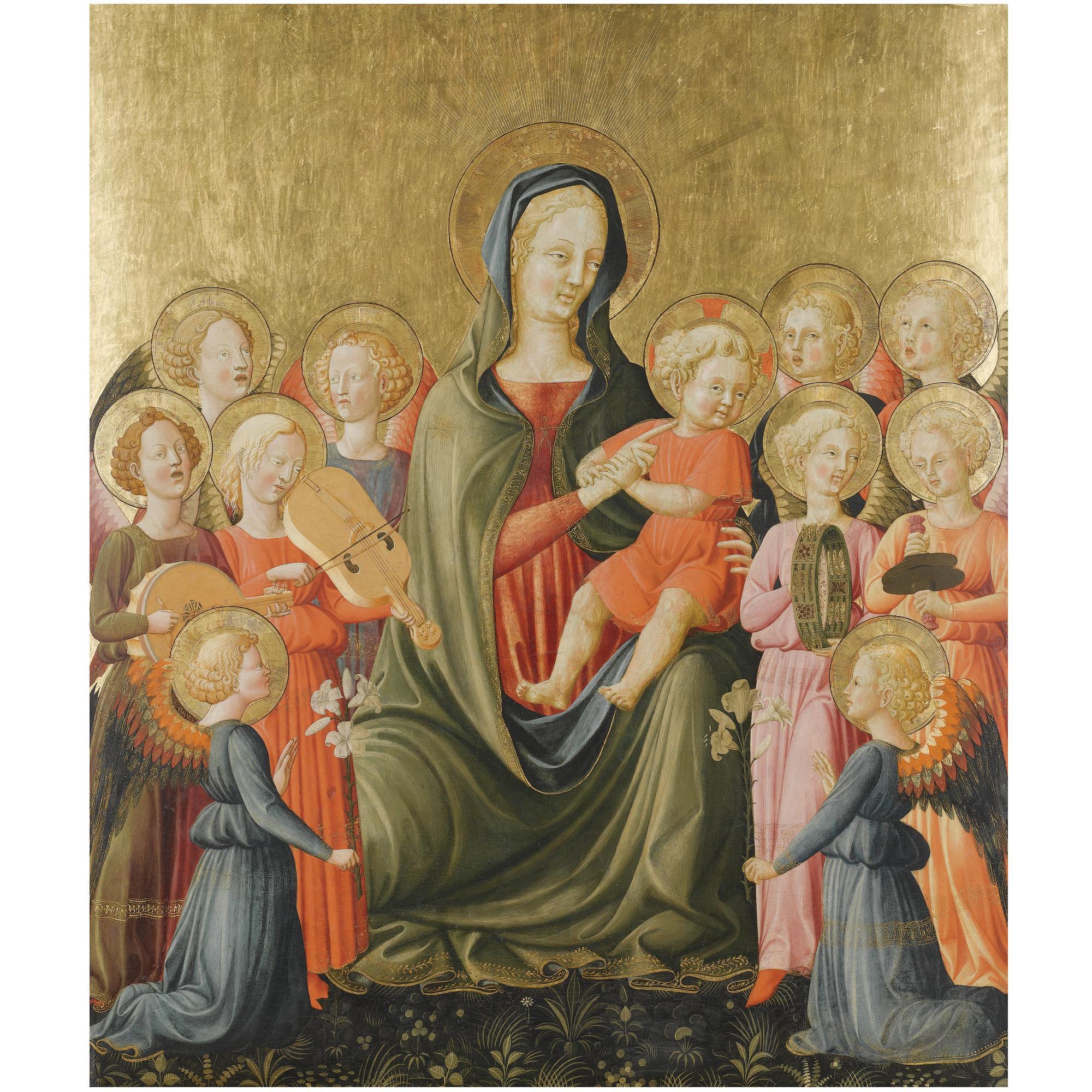 Giovanni di ser Giovanni Guidi - The Madonna And Child With Music-Making Angels