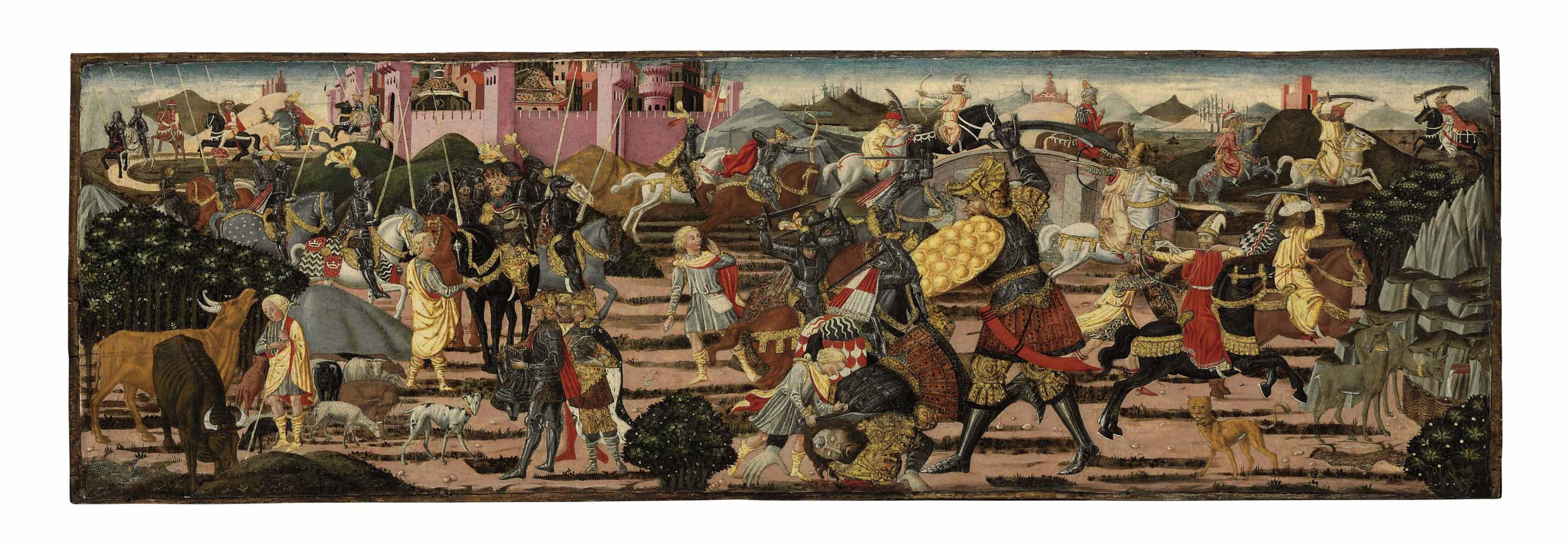 Giovanni di Ser Giovanni Guido - The slaying of Goliath: a cassone front