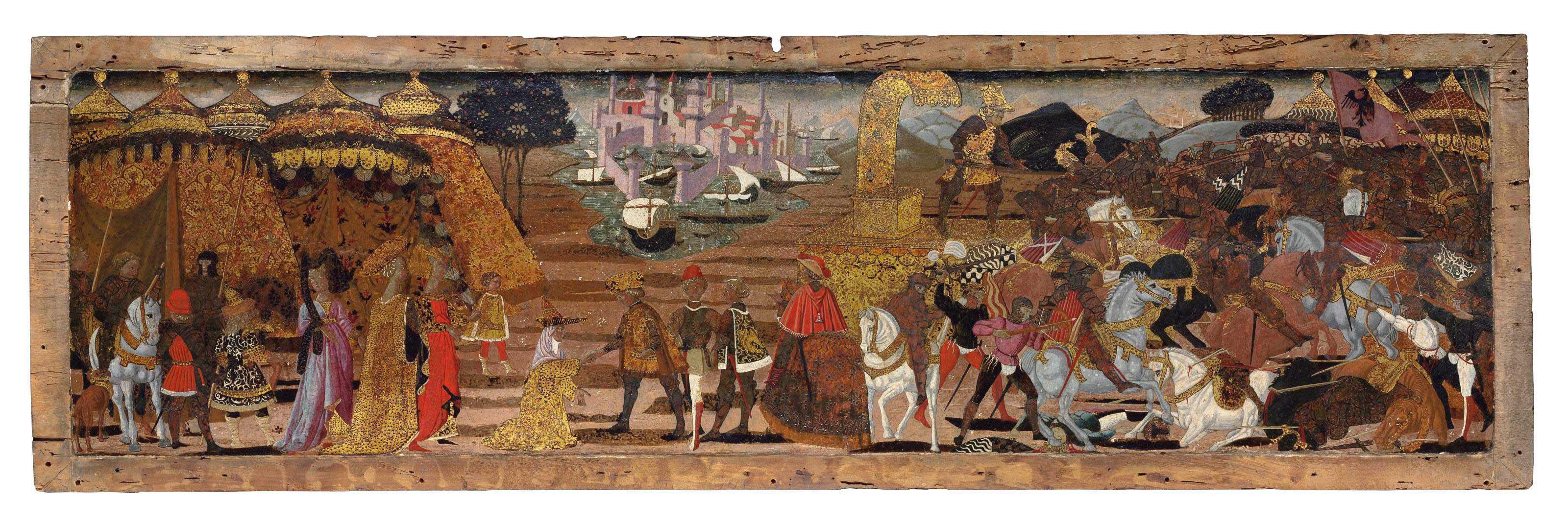 Giovanni di Ser Giovanni - The Battle of Issus and the Family of Darius before Alexander - a cassone front