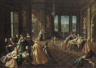 Giovanni Domenico Lombardi - The interior of a palace with elegant figures