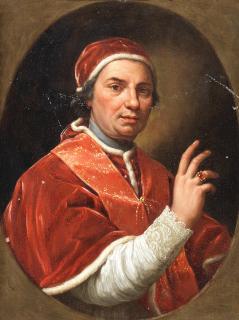 Giovanni Domenico Porta - Portrait Of Pope Clement Xiv, Bust-Length, In Papal Robes, Within A Painted Oval