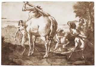 Giovanni Domenico Tiepolo - A Centaur And Satyr On A Road, With Two Nymphs Being Abducted