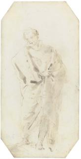 Giovanni Domenico Tiepolo - A standing figure in a cloak