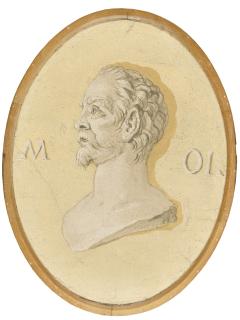 Giovanni Domenico Tiepolo - A Trompe L\'Oeil Portrait Bust Of A Bearded Man In Profile