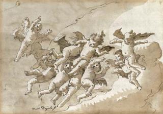 Giovanni Domenico Tiepolo - Amorini in the clouds