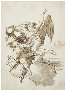 Giovanni Domenico Tiepolo - An angel with a victor’s crown and putti in the clouds